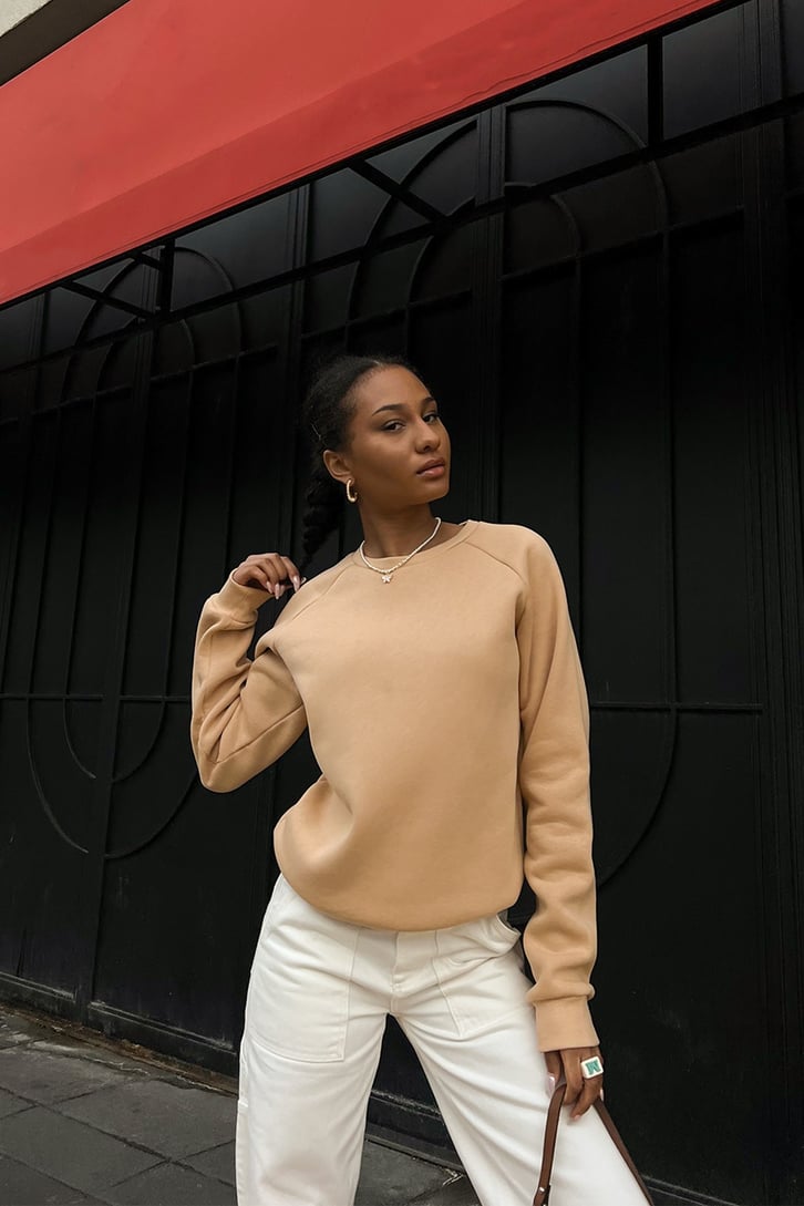 Basic Bej Ovesize Sweatshirt