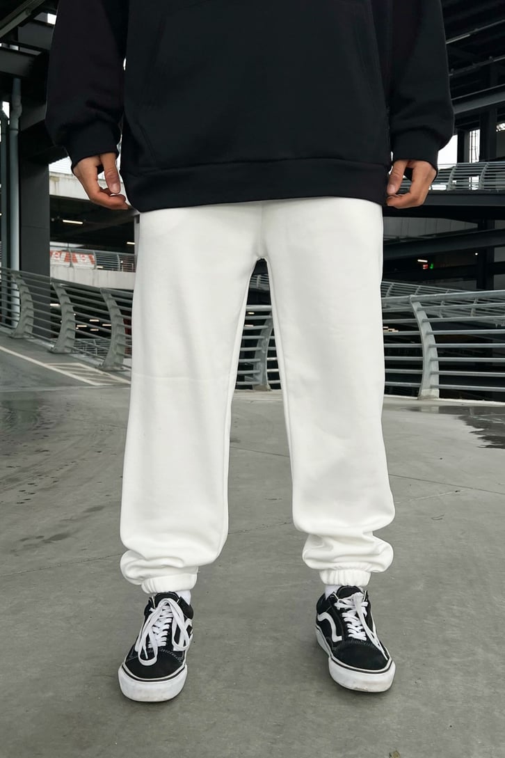 Basic Beyaz Jogger Fit Eşofman Altı