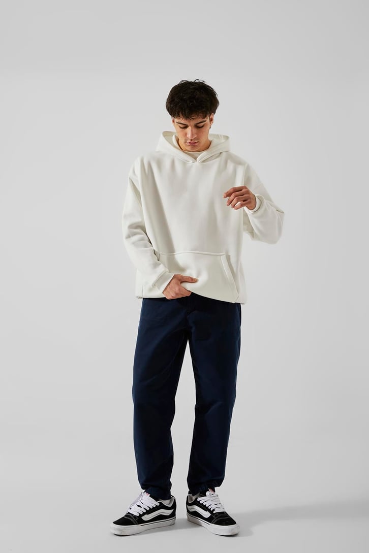 Basic Beyaz Oversize Hoodie