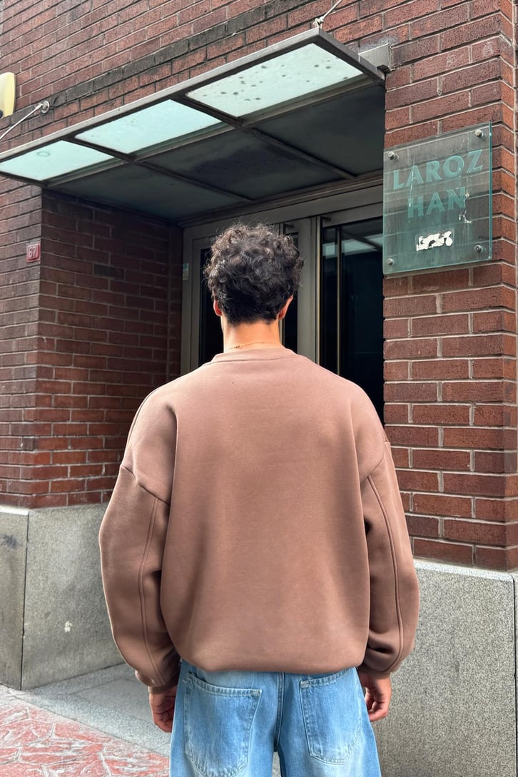 Basic Bisiklet Yaka Sweatshirt