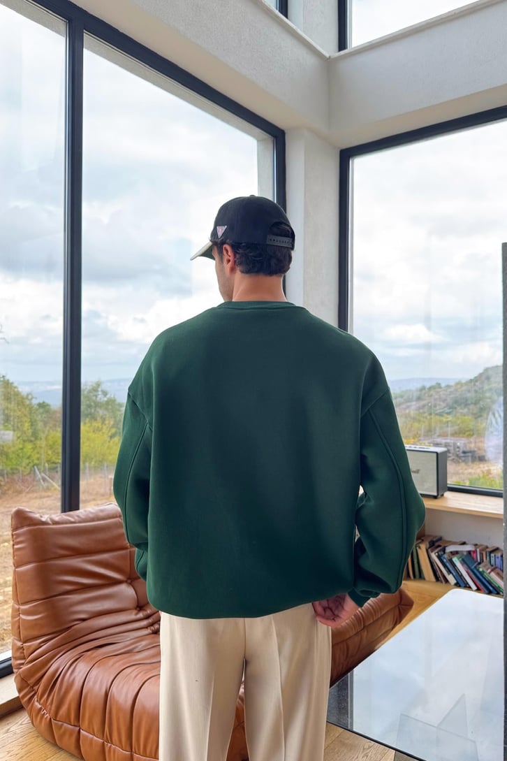 Basic Bisiklet Yaka Sweatshirt