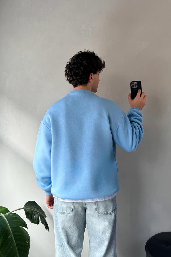 Basic Bisiklet Yaka Sweatshirt