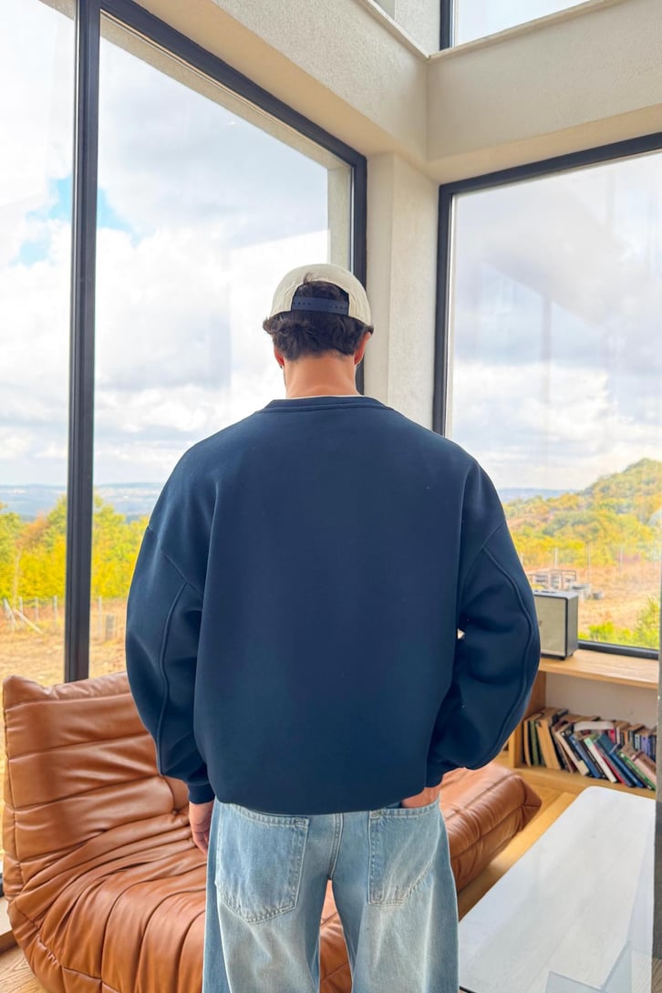 Basic Bisiklet Yaka Sweatshirt