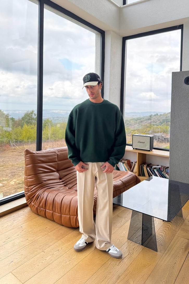 Basic Bisiklet Yaka Sweatshirt