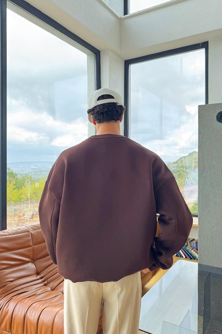 Basic Bisiklet Yaka Sweatshirt