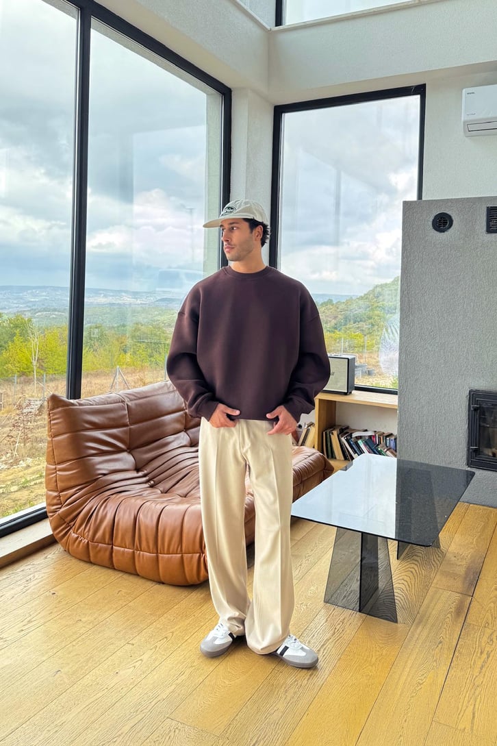 Basic Bisiklet Yaka Sweatshirt