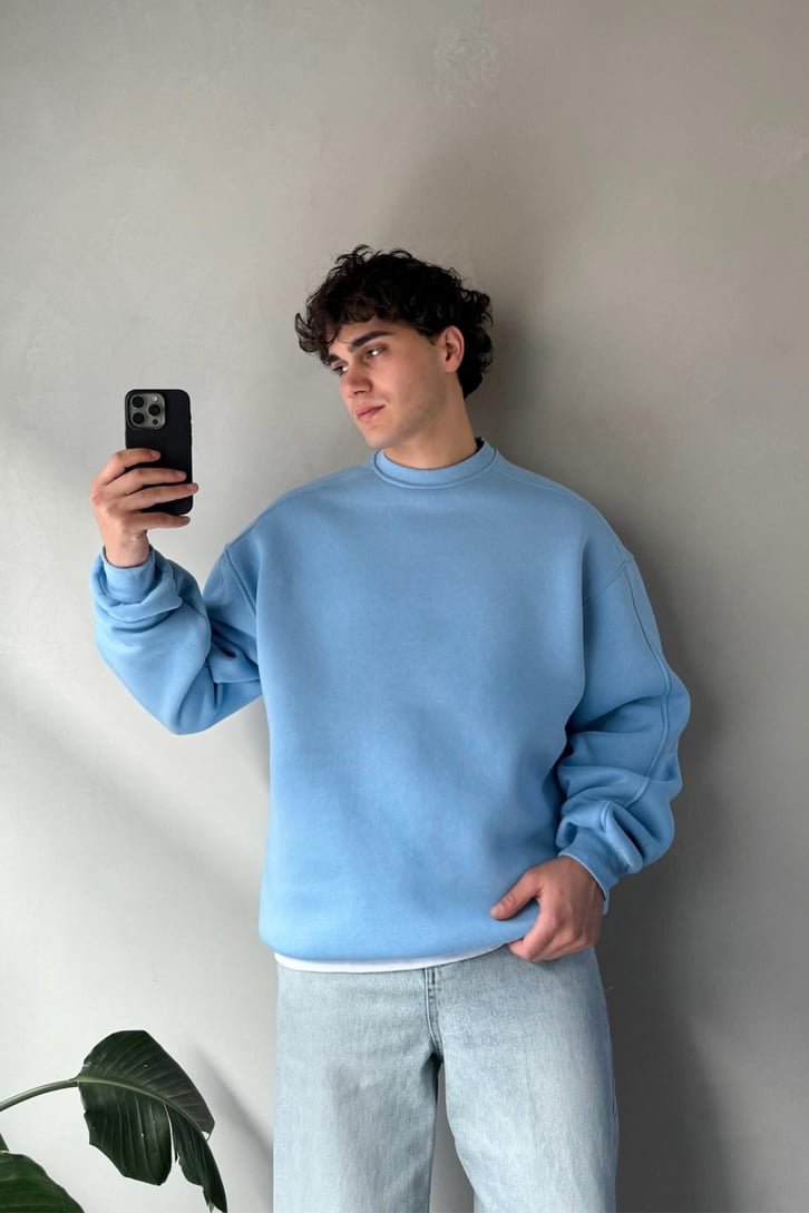 Basic Bisiklet Yaka Sweatshirt