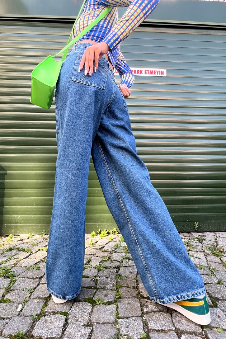 Basic Bol Paça Mavi Baggy Jean