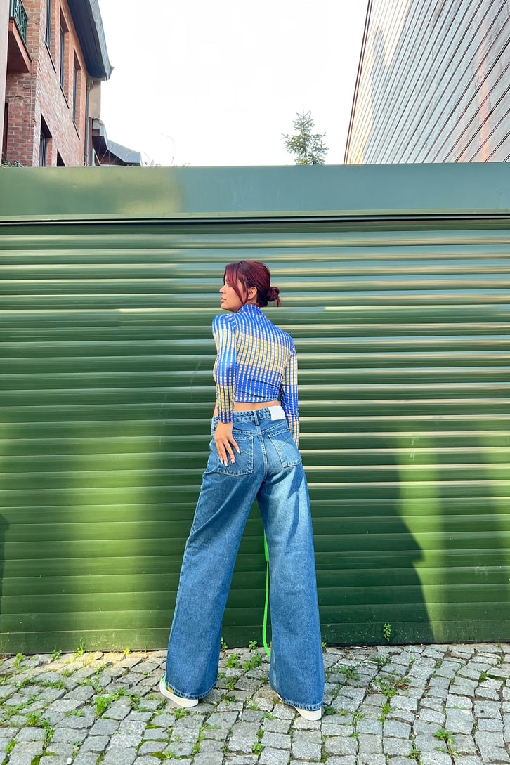 Basic Bol Paça Mavi Baggy Jean
