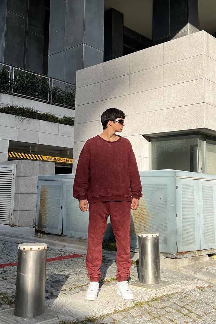 Basic Bordo Outfit Eşofman Takımı