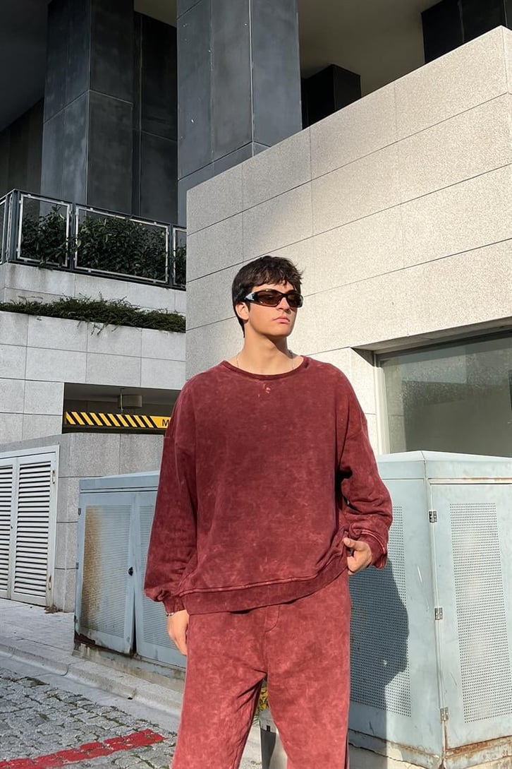 Basic Bordo Outfit Eşofman Takımı