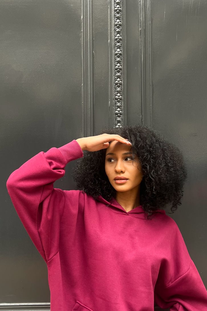 Basic Bordo Oversize Hoodie