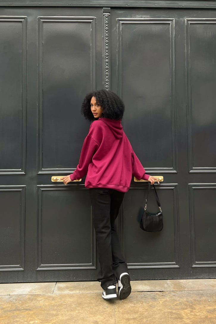 Basic Bordo Oversize Hoodie