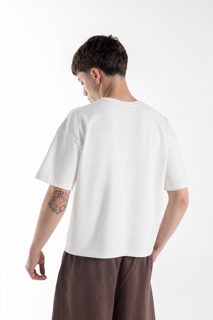 Basic Boxy Fit Ekru Tişört