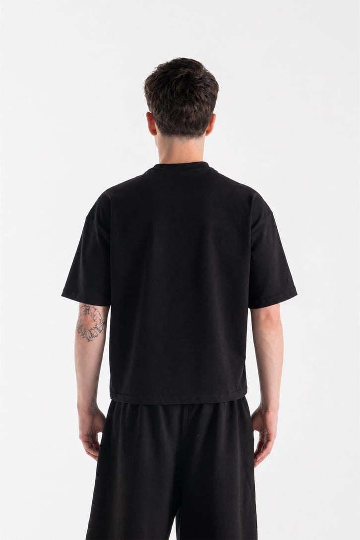 Basic Boxy Fit Siyah Tişört