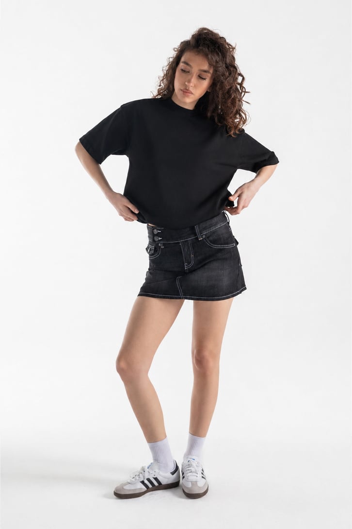 Basic Boxy Fit Siyah Tişört