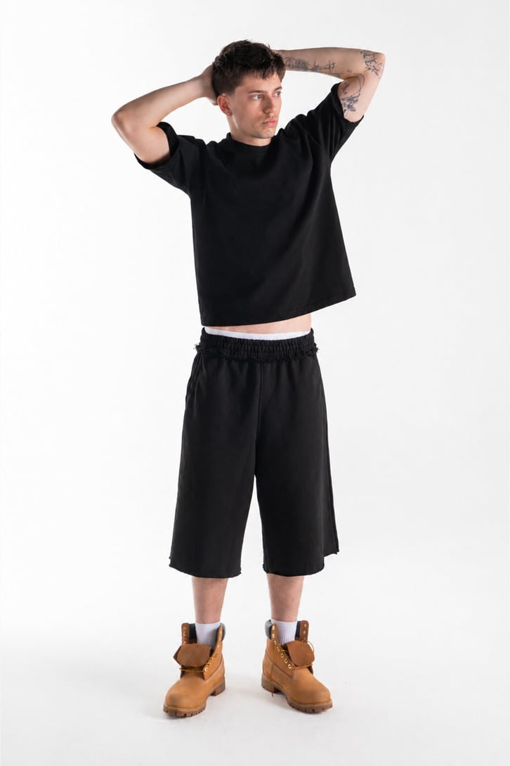 Basic Boxy Fit Siyah Tişört