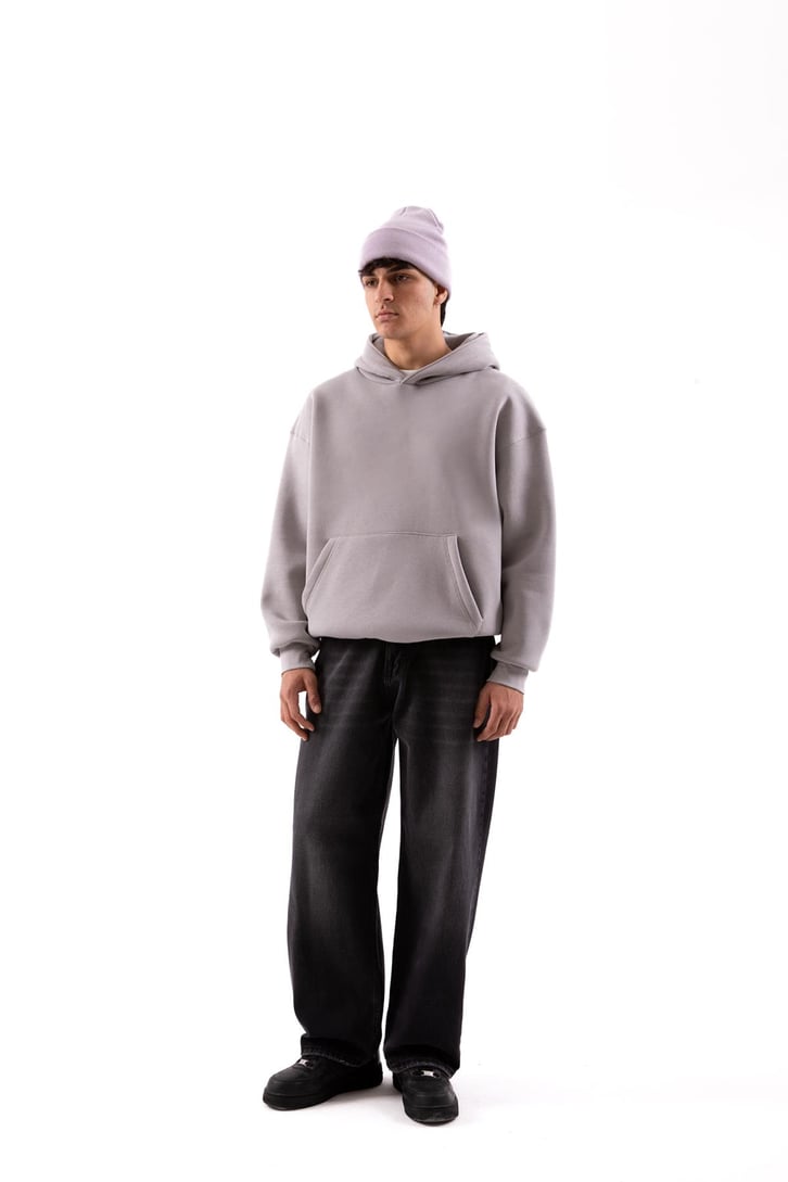Basic Buz Gri Oversize Hoodie
