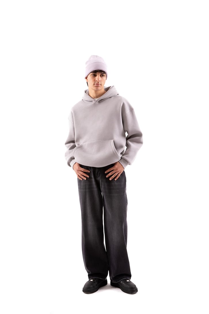 Basic Buz Gri Oversize Hoodie