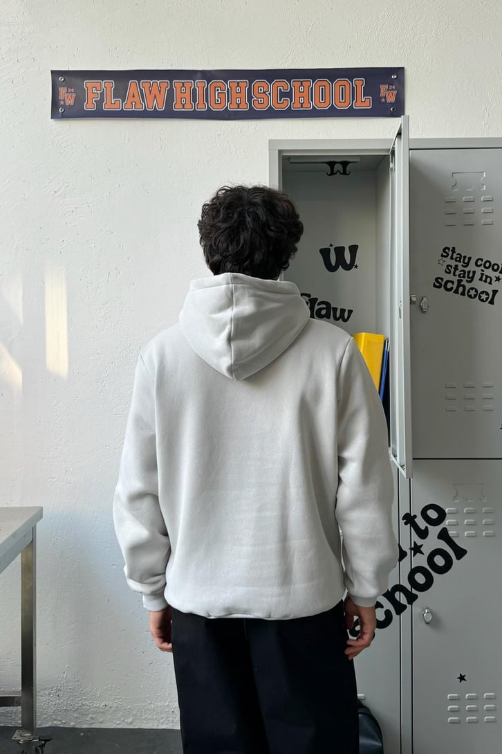Basic Buz Gri Oversize Hoodie