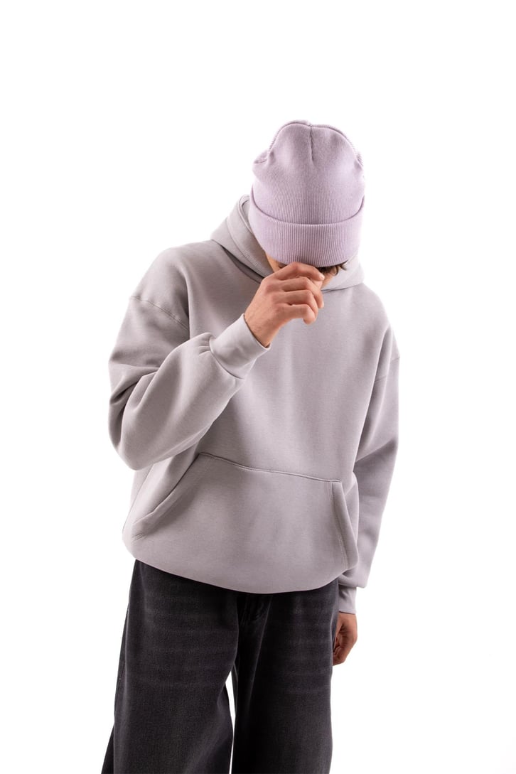 Basic Buz Gri Oversize Hoodie