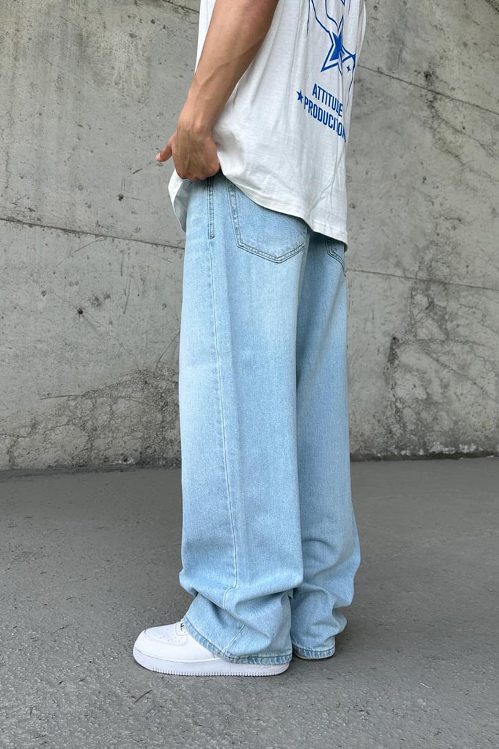 Basic Buz Mavi Baggy Jean