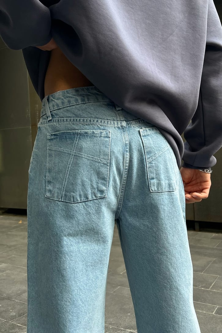 Basic Buz Mavi Baggy Jean