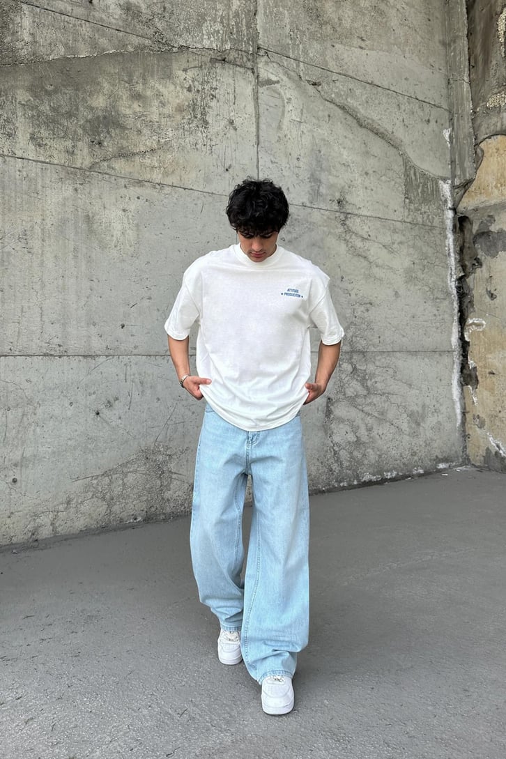 Basic Buz Mavi Baggy Jean