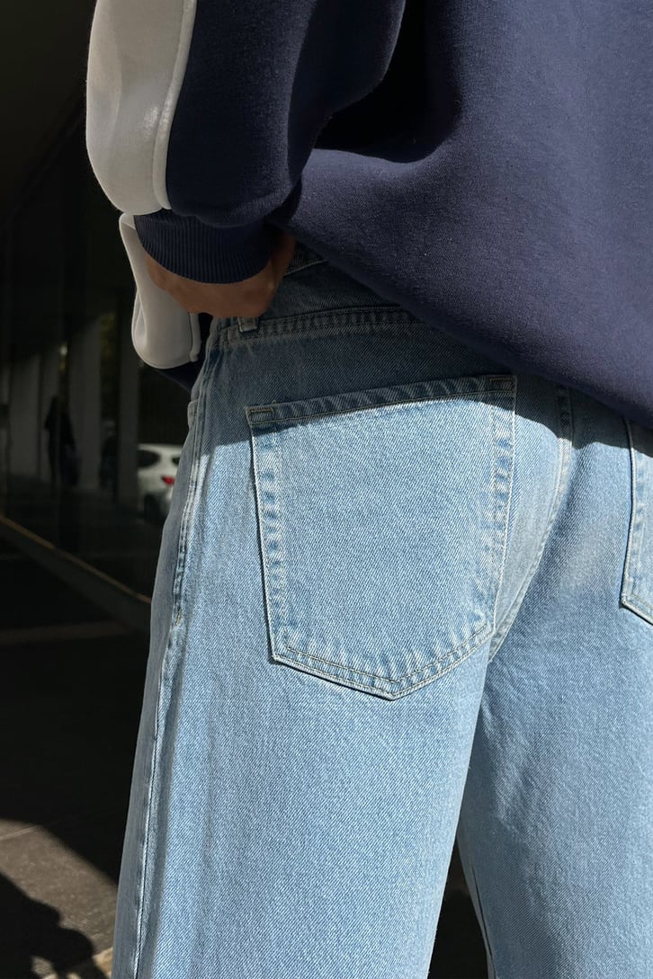 Basic Buz Mavi Baggy Jean