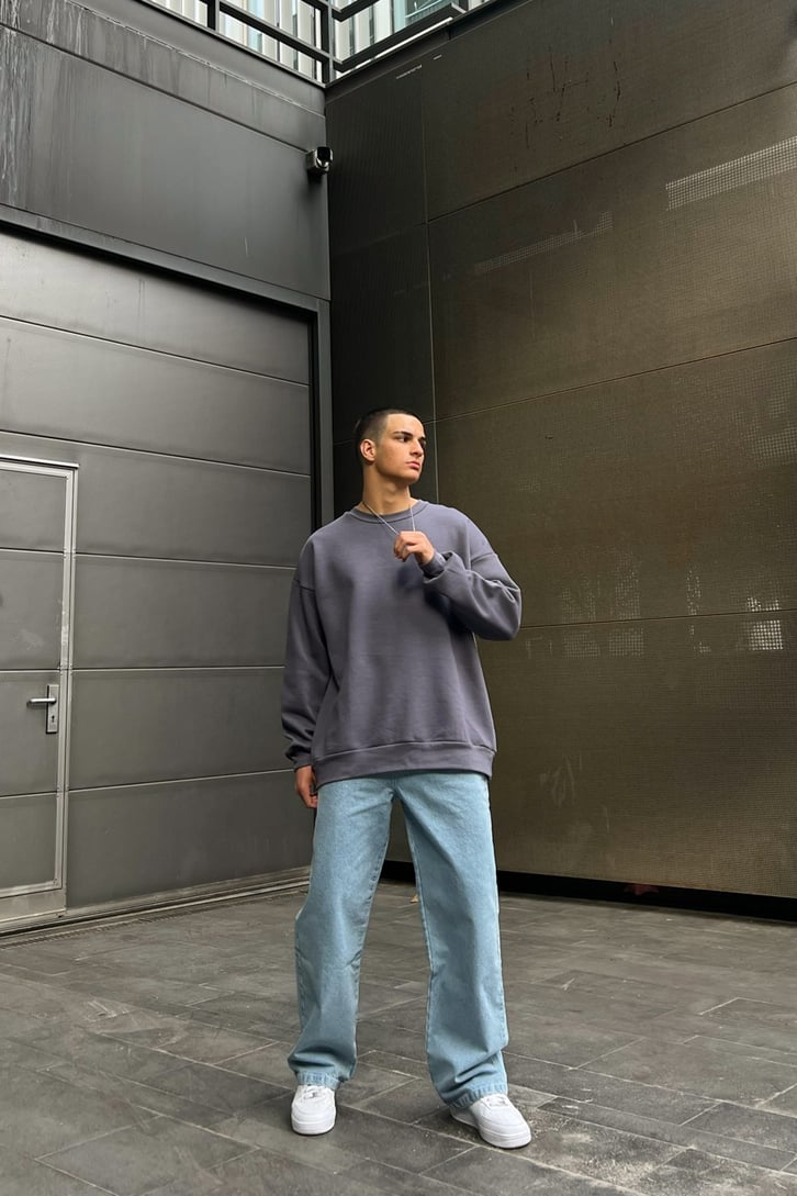 Basic Buz Mavi Baggy Jean