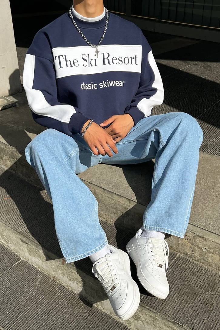 Basic Buz Mavi Baggy Jean