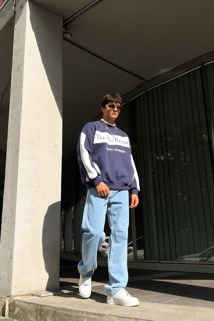 Basic Buz Mavi Baggy Jean