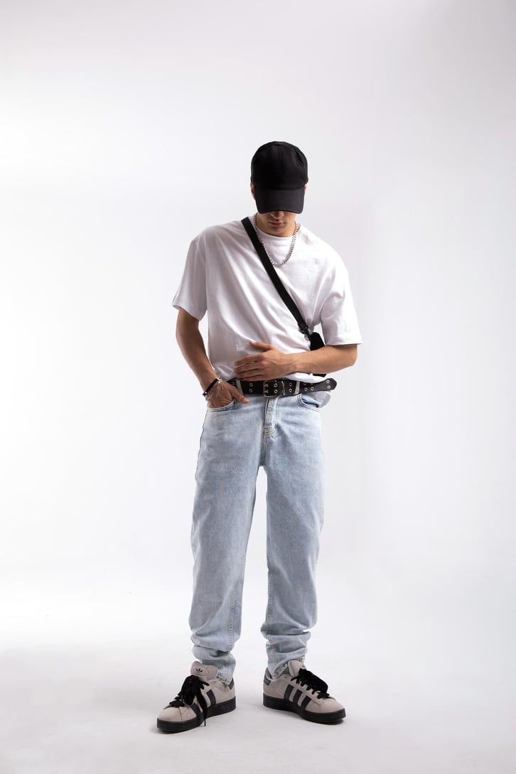 Basic Buz Mavi Baggy Jean