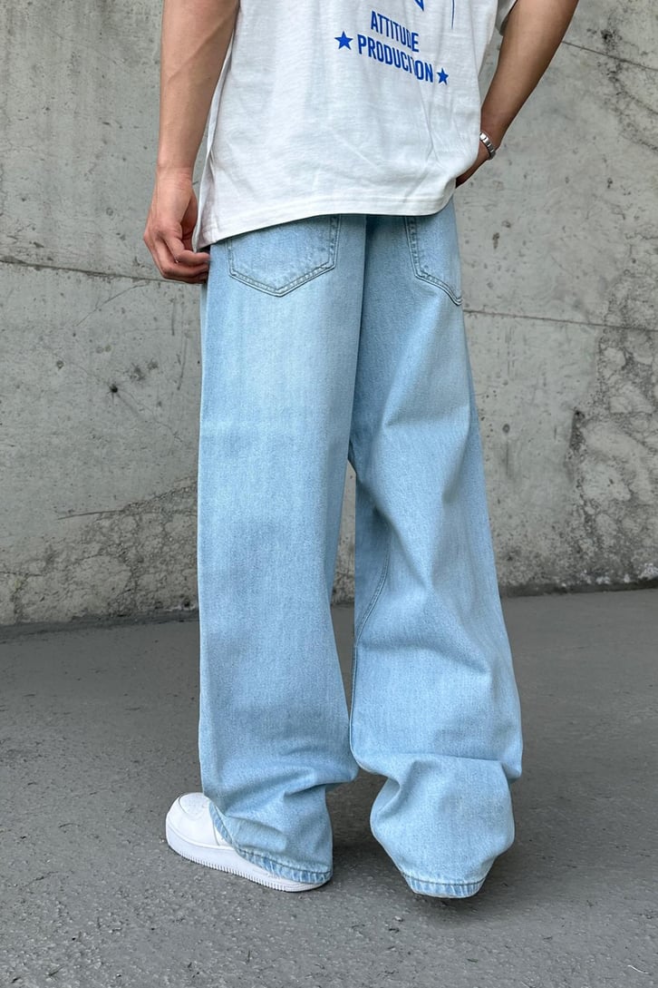 Basic Buz Mavi Baggy Jean