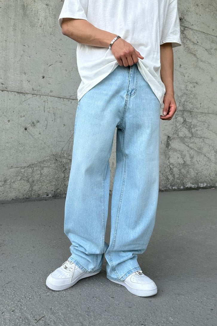 Basic Buz Mavi Baggy Jean