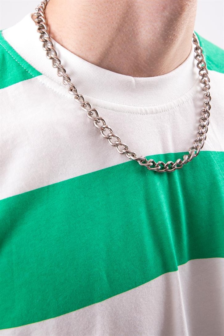 Basic Çizgili Yeşil Oversize Tshirt