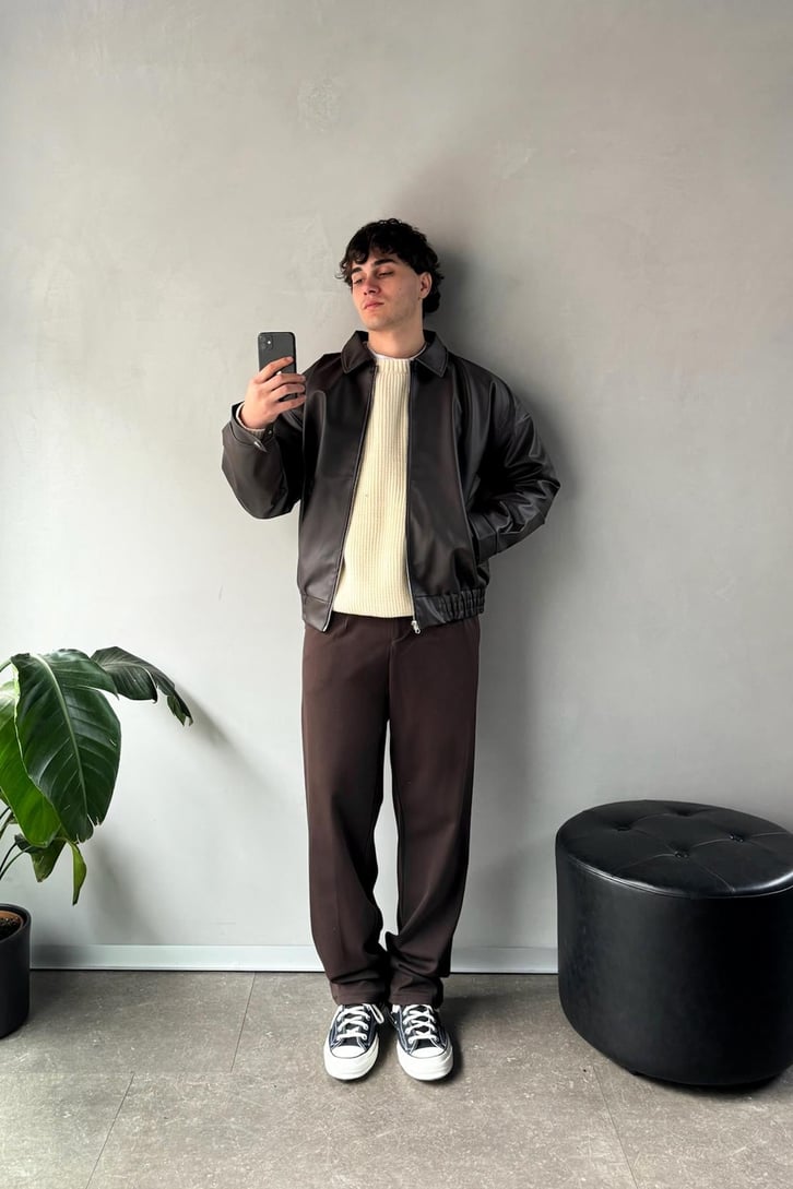 Basic Deri Oversize Ceket