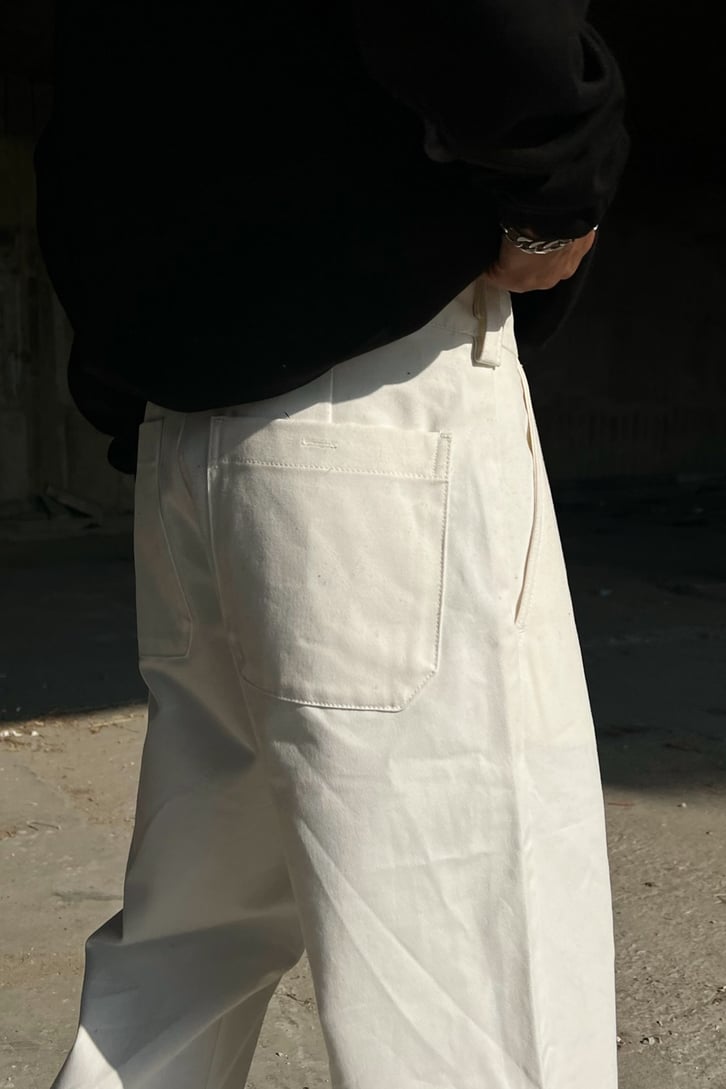 Basic Ekru Baggy Pantolon
