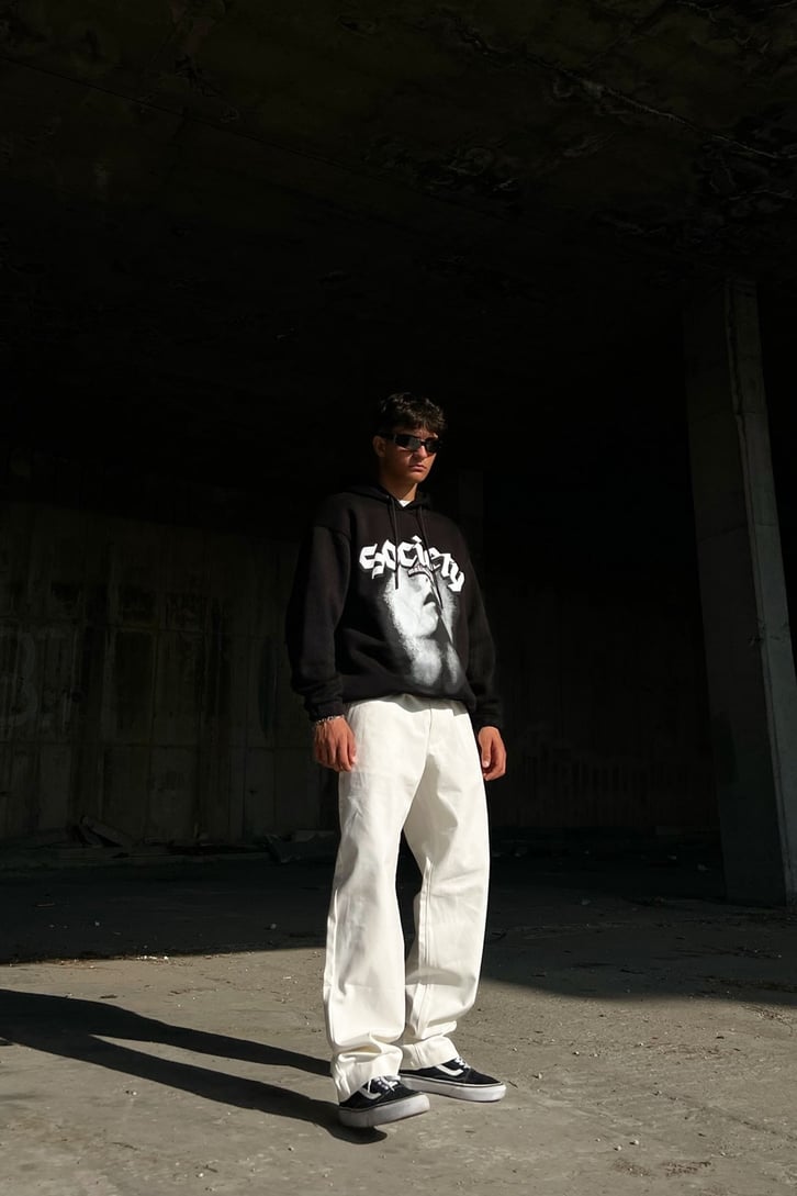 Basic Ekru Baggy Pantolon