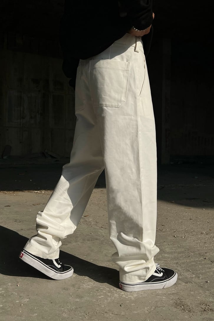 Basic Ekru Baggy Pantolon