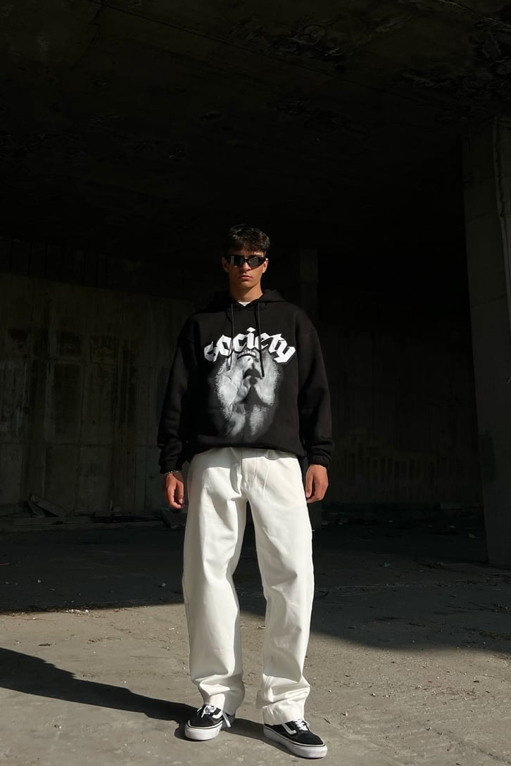 Basic Ekru Baggy Pantolon