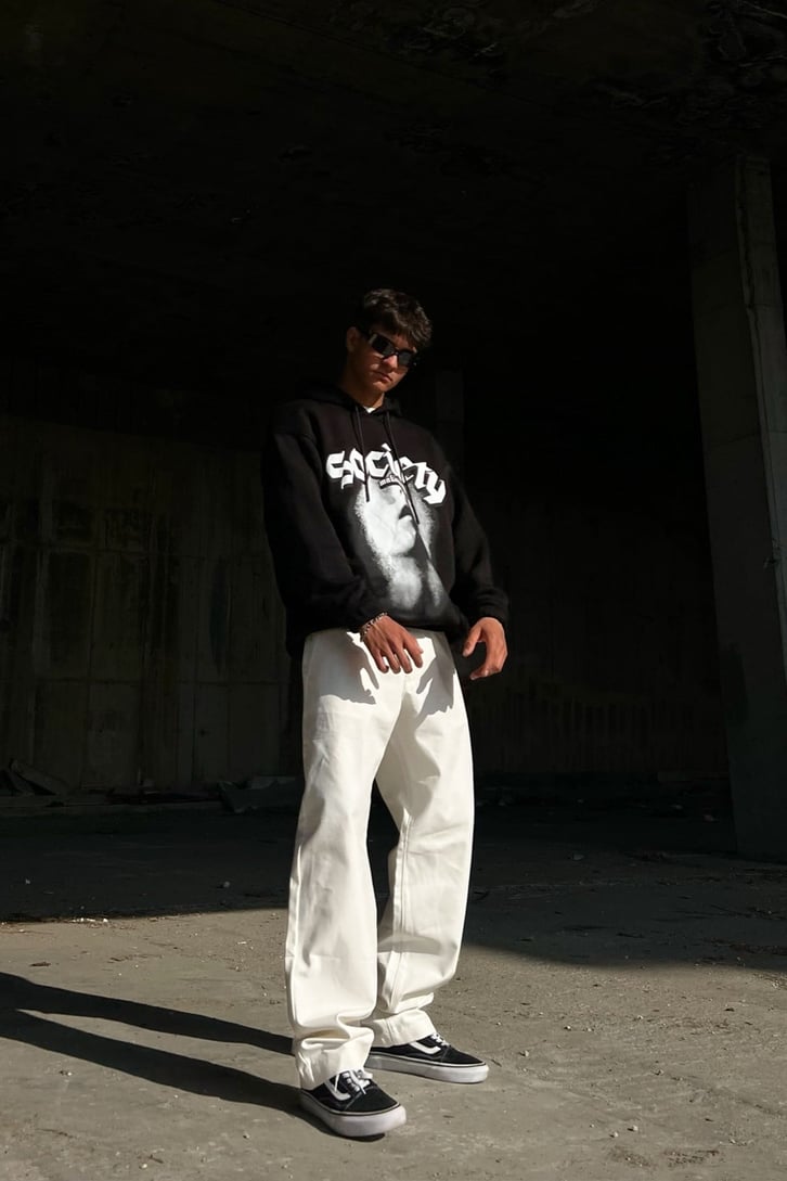 Basic Ekru Baggy Pantolon