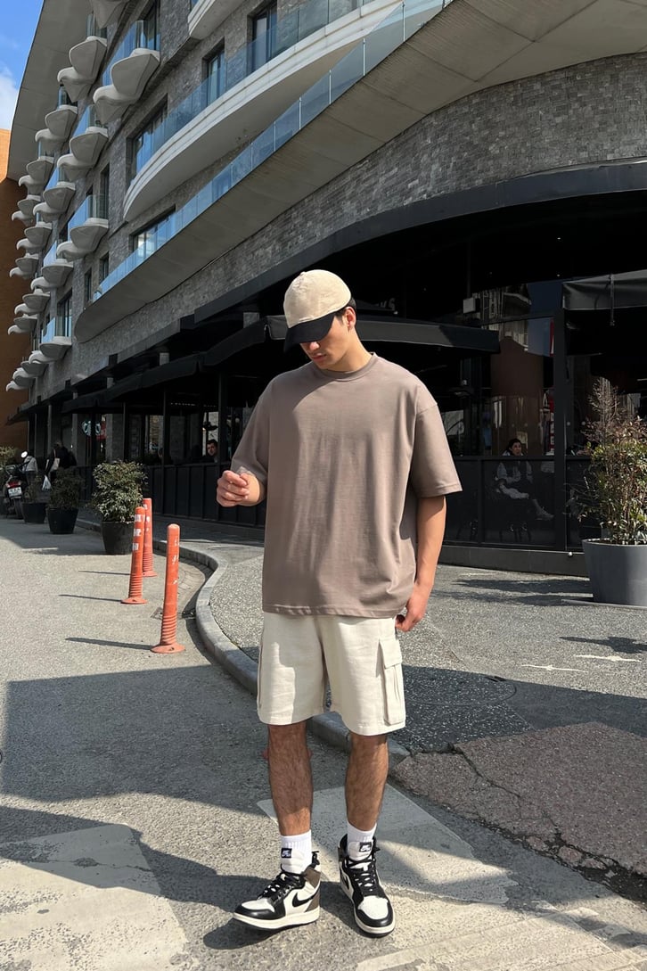 Basic Ekru Oversize Tişört