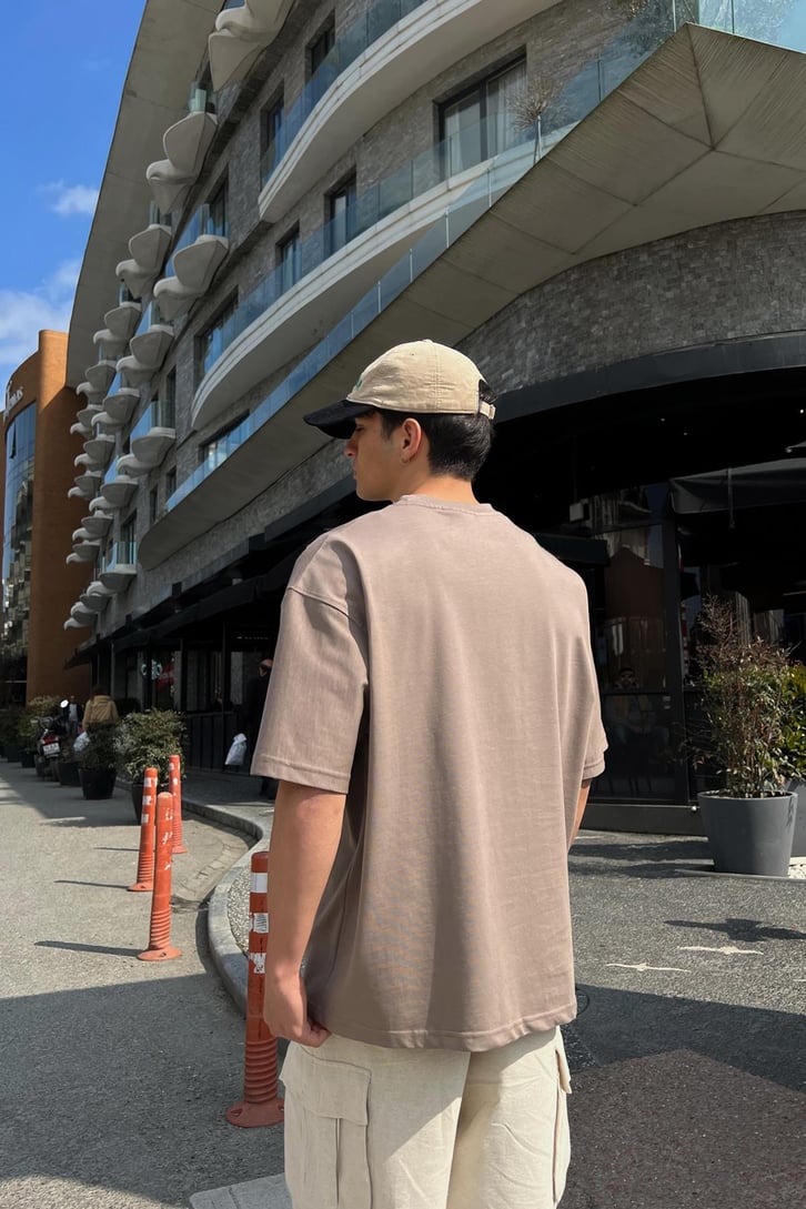 Basic Ekru Oversize Tişört