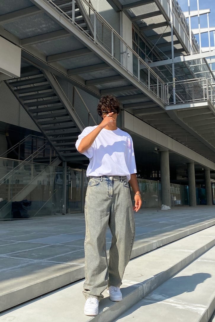 Basic Eskitme Buz Mavi Baggy Jean