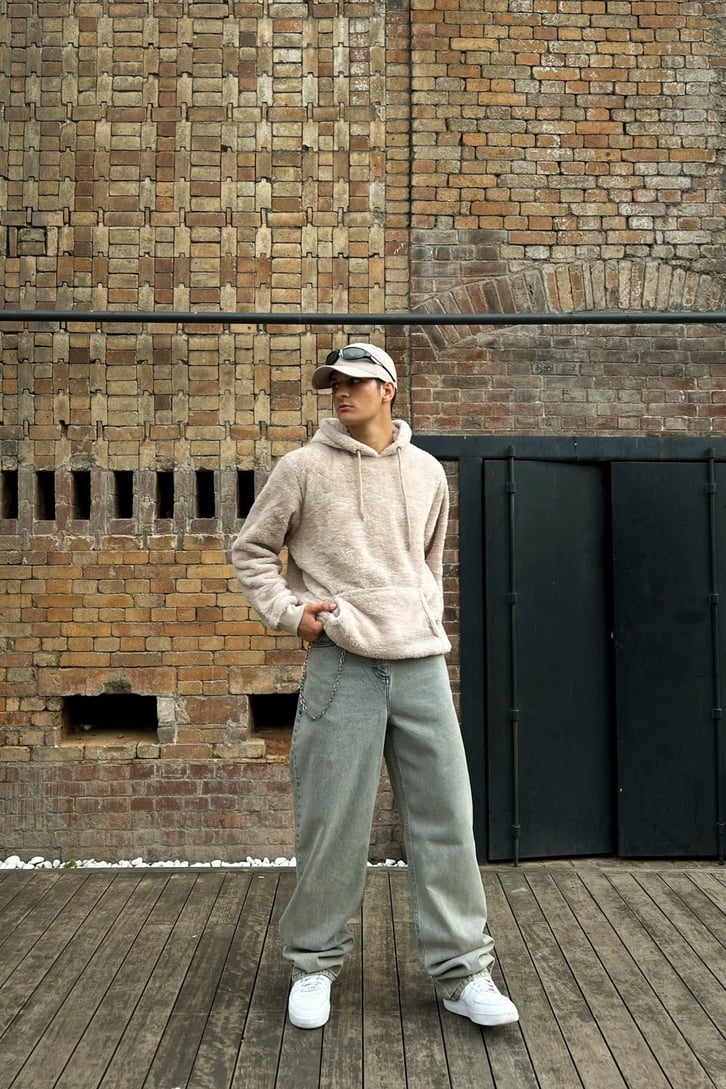 Basic Eskitmeli Mavi Baggy Jean