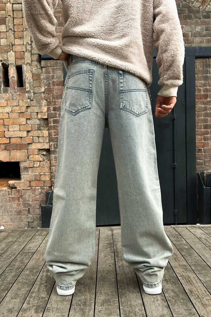 Basic Eskitmeli Mavi Baggy Jean