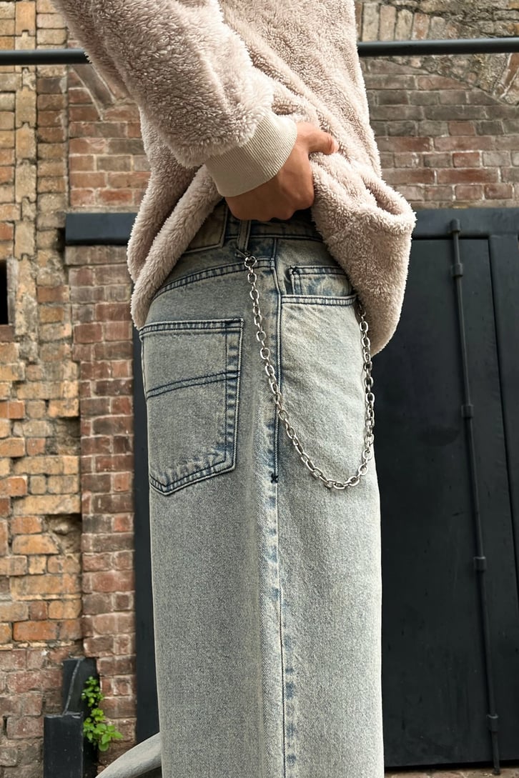 Basic Eskitmeli Mavi Baggy Jean