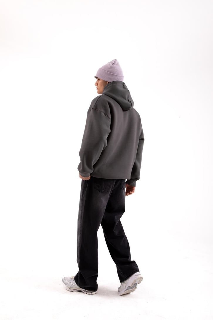 Basic Füme Oversize Hoodie