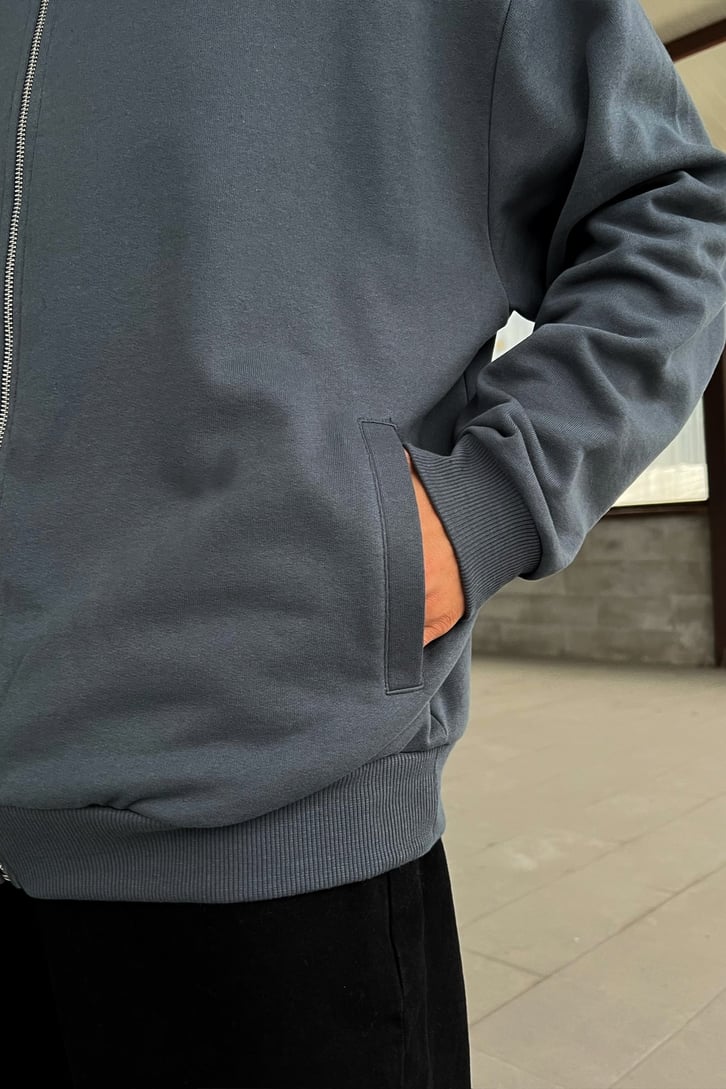 Basic Füme Zipper Sweatshirt